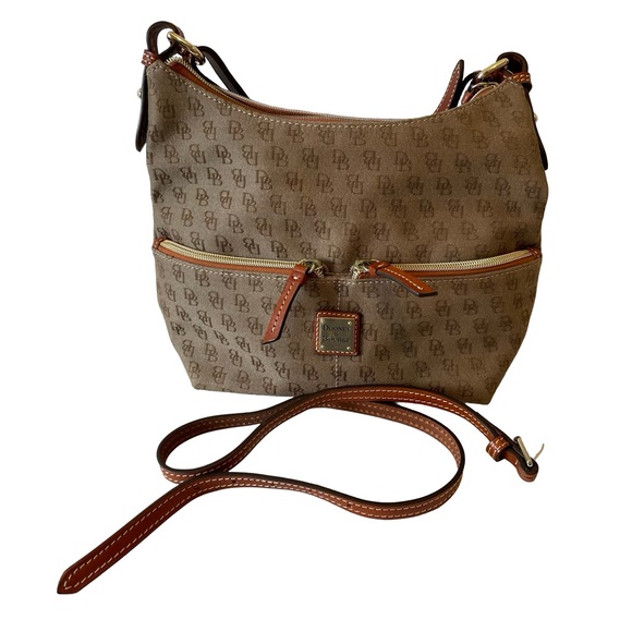 Dooney & Bourke Tan Hobo Bag with Brown Accents - Picture 3 of 15